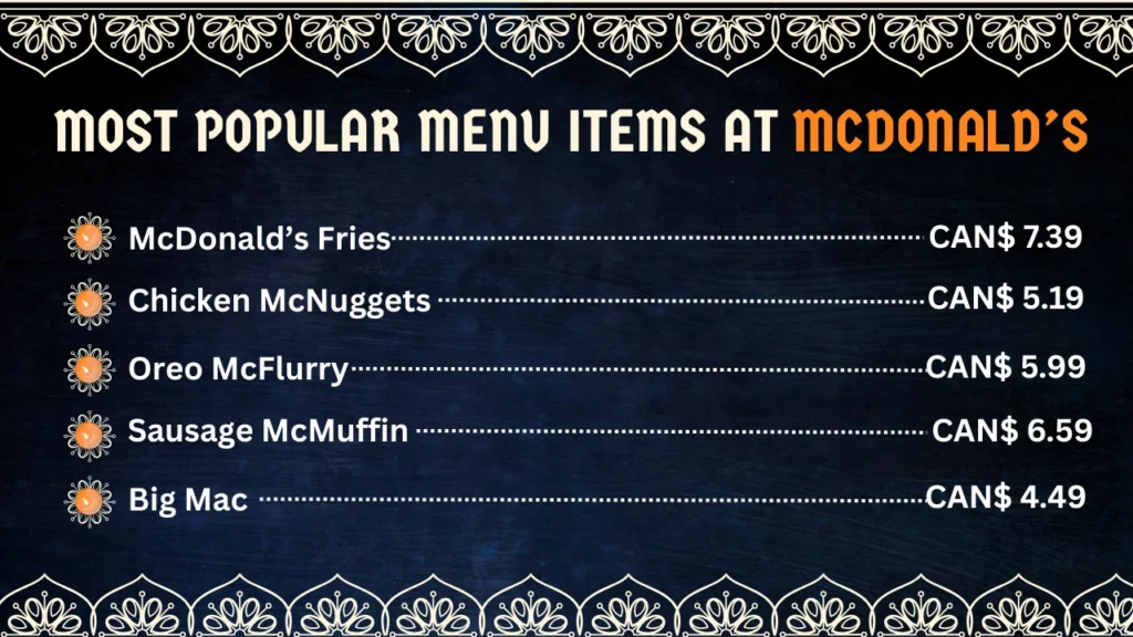 Mcdonalds Ala Carte Menu With Prices