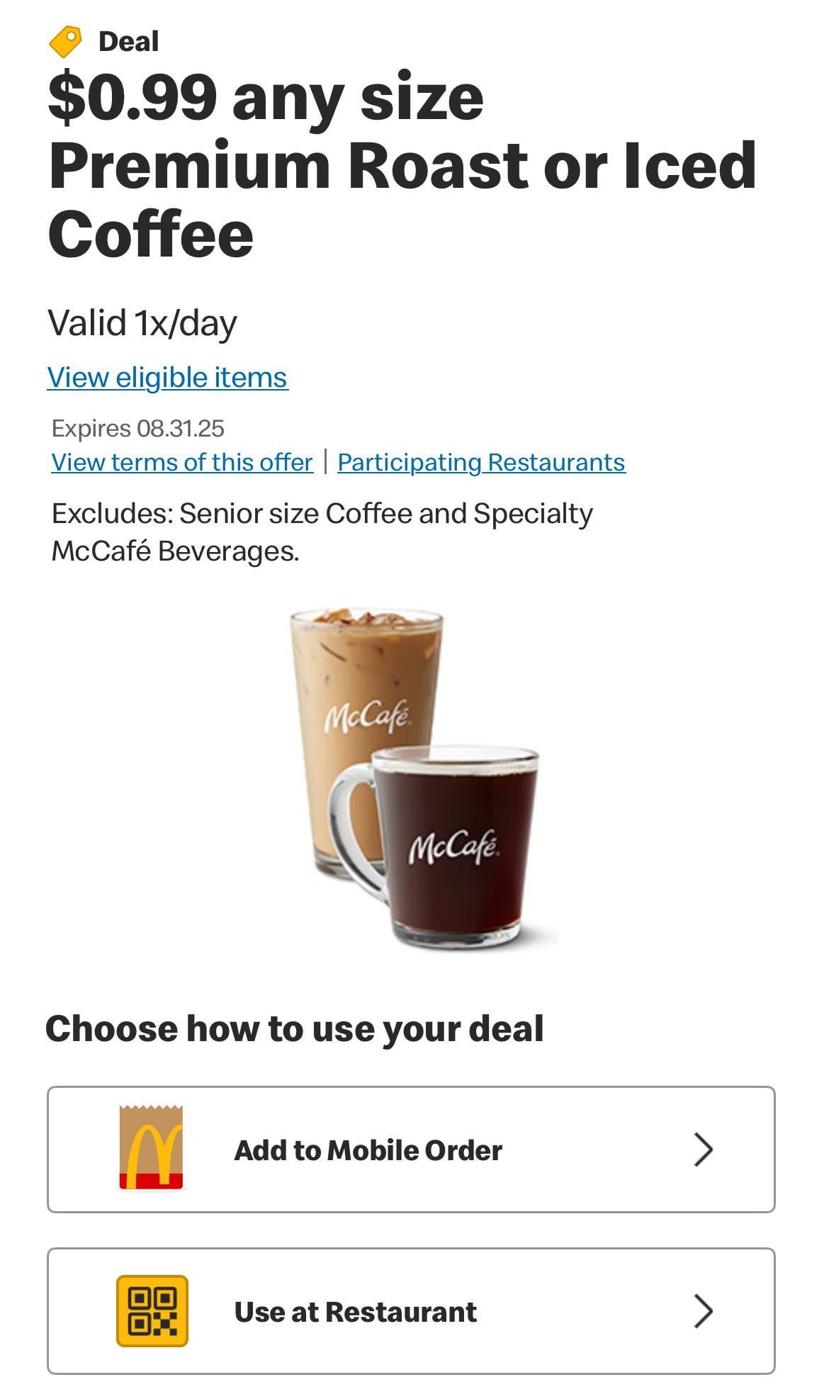 Mcdonalds Coffee Menu With Prices