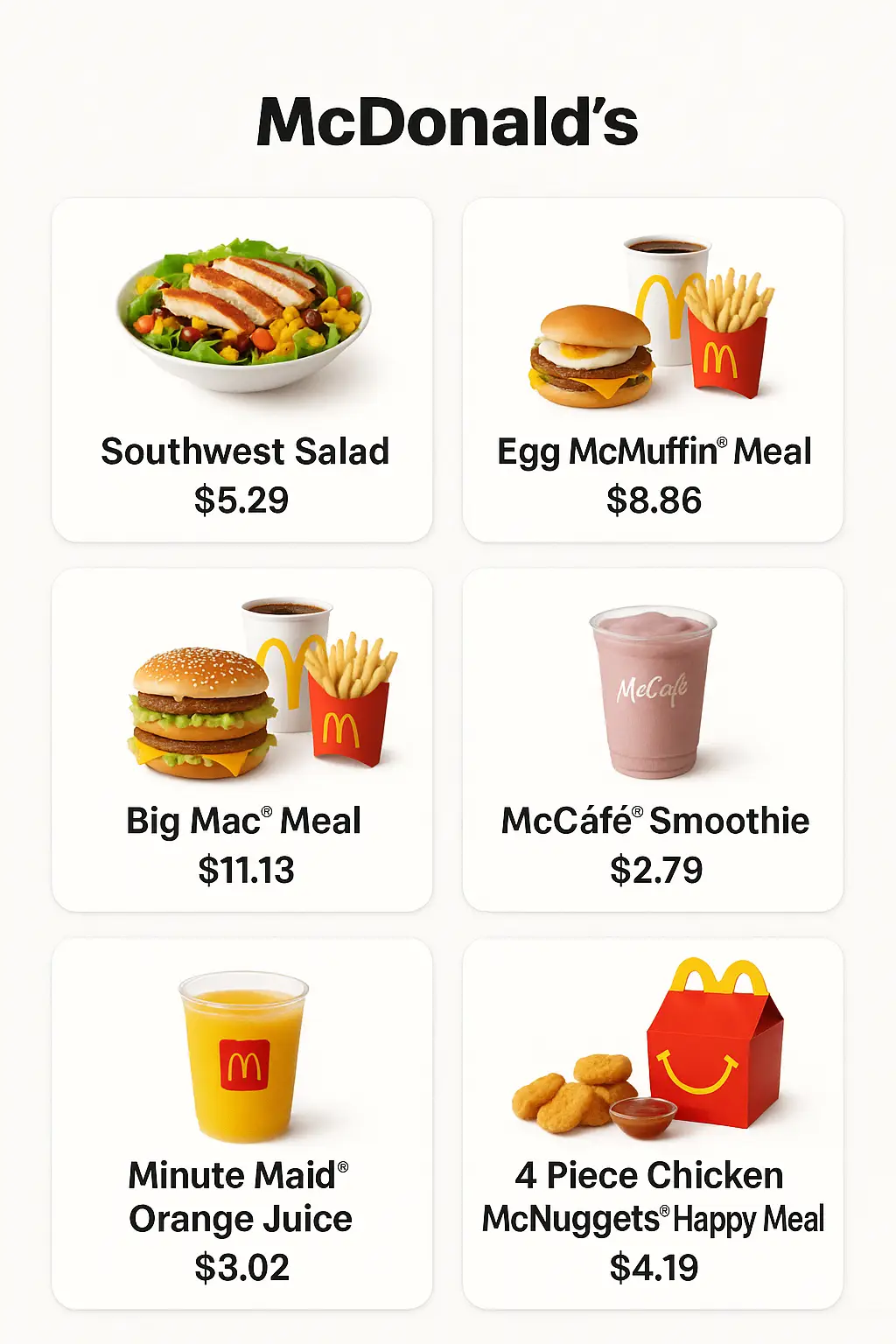 Mcdonalds Menu Shareables With Prices