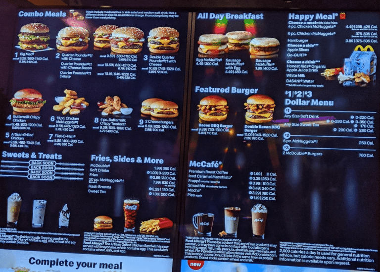 Mcdonalds Menu With Prices Tulsa